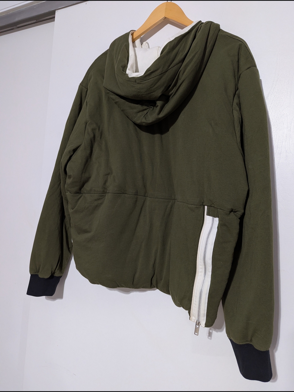 Nike Olive Green Hooded Half-Zip Puffer Jacket with Contrast Trim - Picture 7 of 7